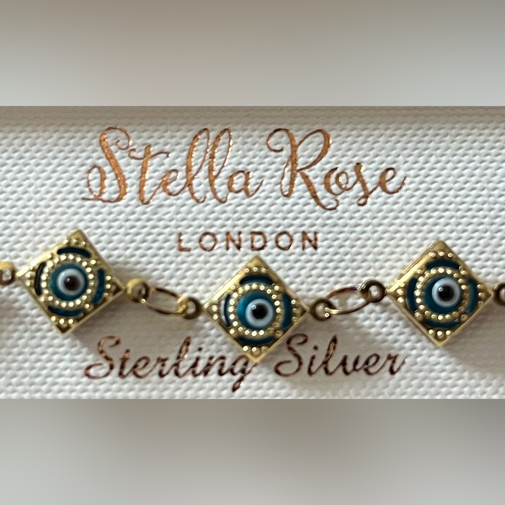 Stella Rose London Evil Eye Bracelet Gold Over Sterling Silver New In Box - Picture 3 of 8